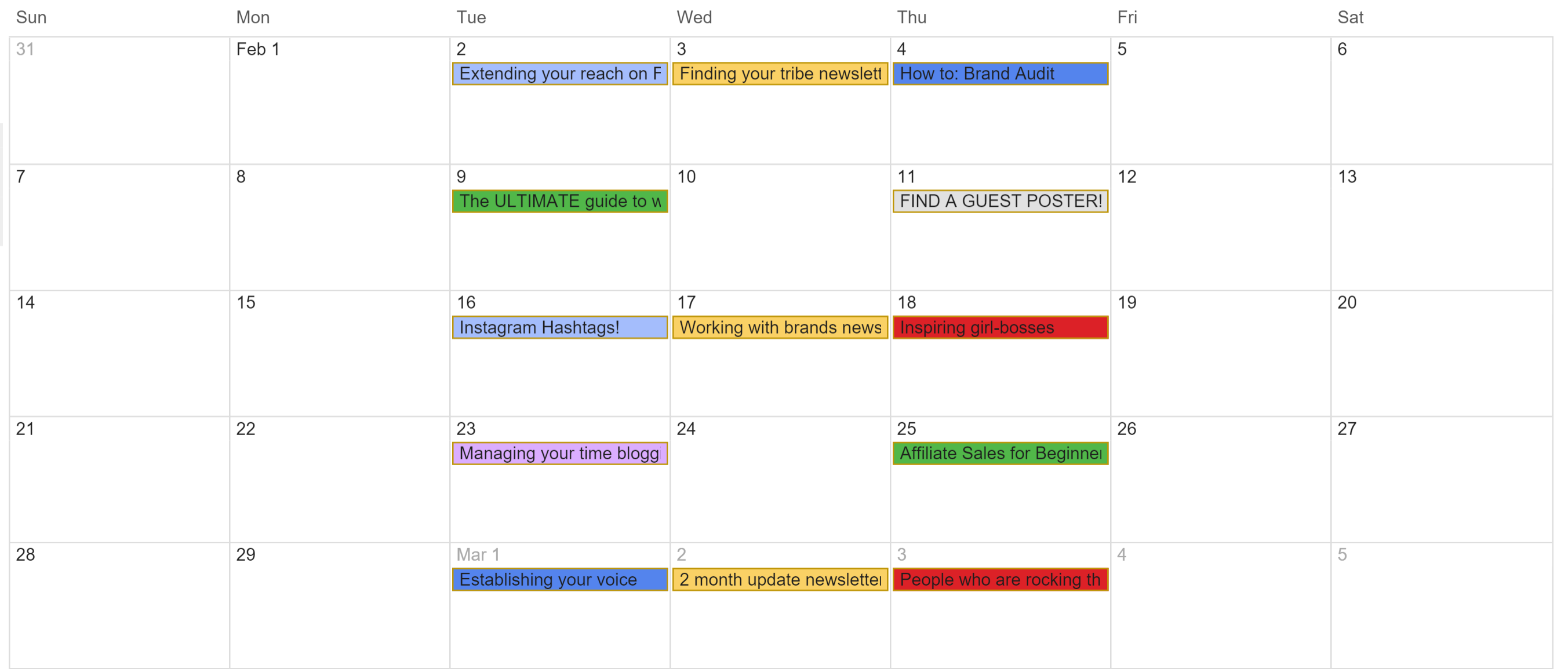 evernote calendar templates 2019